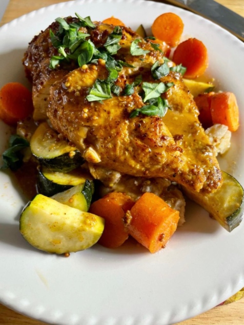 dinners for 2 ideas, oven roasted honey mustard chicken
